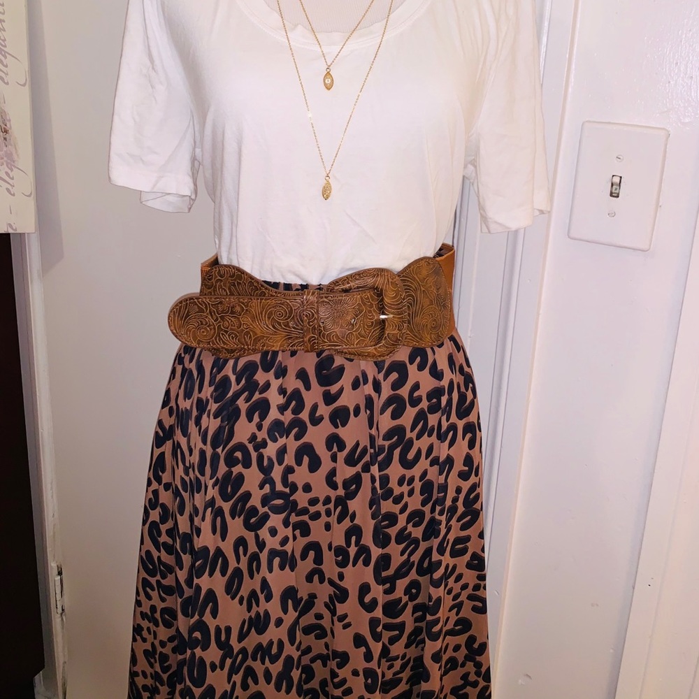 LEOPARD WATERCOLOR MAXI SKIRT IN BROWN